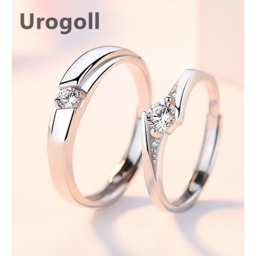 Fashion Couple Rings 100% Pure 925 Sterling Silver Rings Noble Wedding Zircon Drill Jewelry Shine Ring For Lover Birthday Gift