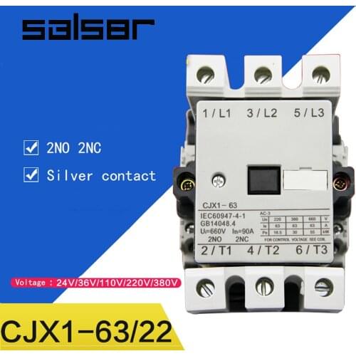 Communication CJX1-63/22 3TF47 AC Contactors 2NO 2NC Power Electric 380v 220v 110v 36v 24v Motor Coil 63A