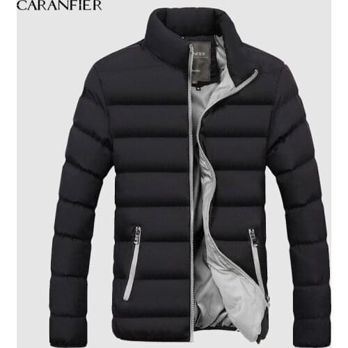 CARANFIER Winter Jacket Men 2019 Fashion Stand Collar Male Parka Jacket Mens Solid Thick Jackets and Coats Man Winter Parkas 4XL