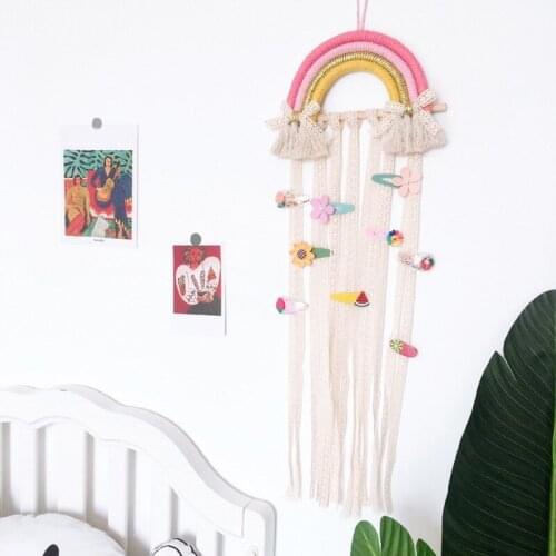 Hairband Storage Belt Barrette Organizer Hair Clips Display Holder DIY Rainbow Wall Hanging Decoration For Kids Room Decor