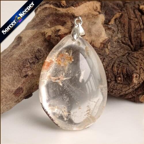 Real Natural Reiki Minerals Healing Green Phantom Quartz Crystal Necklace Pendant Birthday Party Gift for Jewelry Making OS234