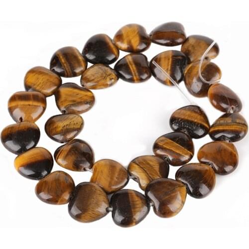 Natural golden yellow brown tiger eye stone beads heart shape stone bead for jewelry DIY