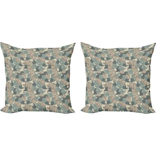 Dusty Tones Paisley Pillow Cushion Cover Pack of 2 Neutral Pastel Folk Art Zippered Double-Sided Accent for Living Room