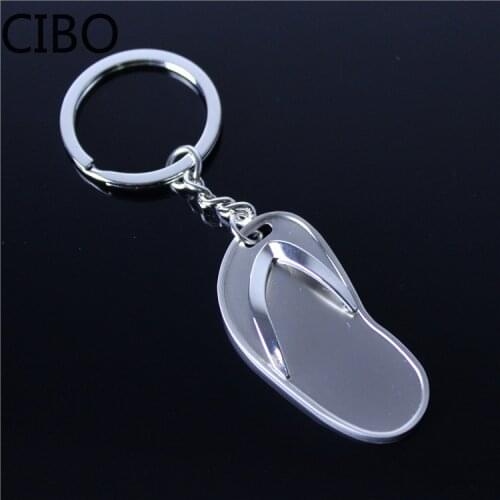 2019 New flip flops slippers design keychain/keyring key chain promotion metal key rings key fob