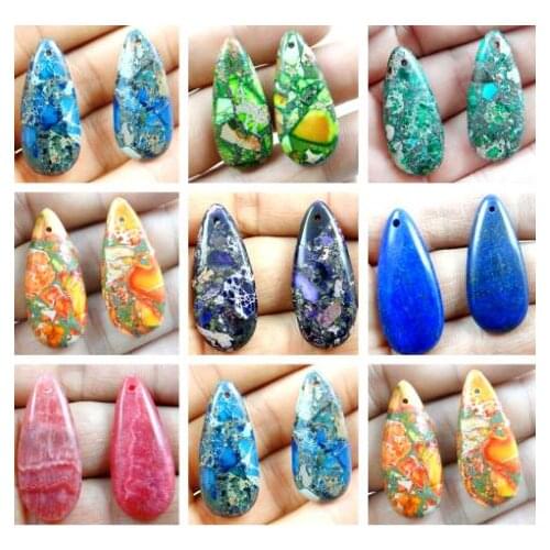 Wholesale4 stks/partijen natural Marine sedimentaire Water Drop mixed hanger Jewelry making ketting kralen A5