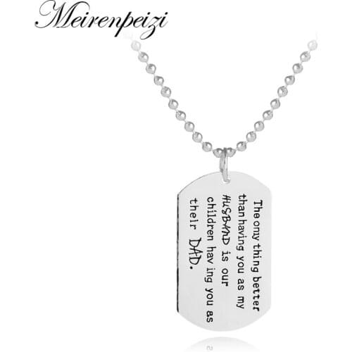 Wife to Husband Gifts Engraved Dog Tags Pendant Necklace Fathers Day Birthday Christmas Anniversary Gift For Dad