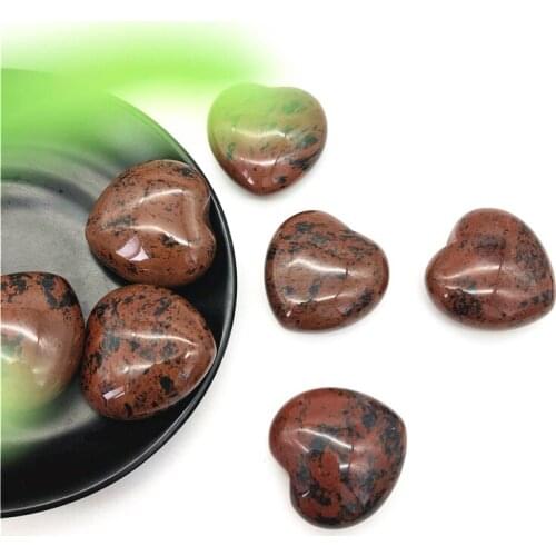 Drop Shipping 1PC Natural Red Obsidian Heart Shaped Crystal Polished Stone Healing Decoration Gift Natural Stones and Crystals