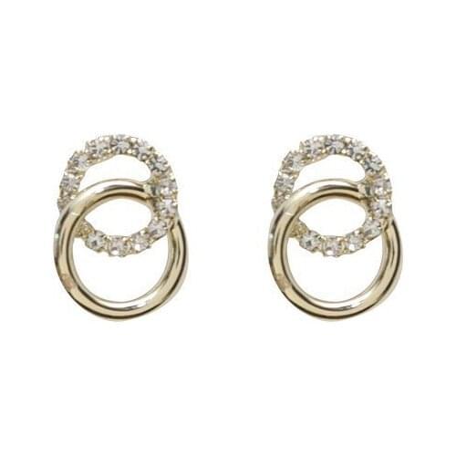 Lowest Price Sale 2020 Charm Fashion New Earrings Simple And Compact Design Geometric Double Circle Crystal Earrings Women