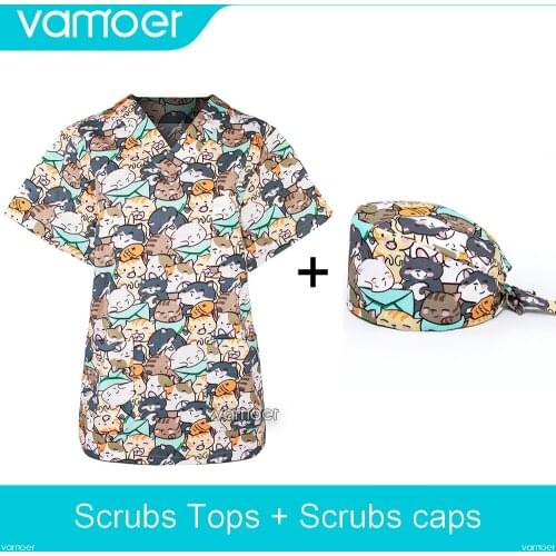 Scrub Top 100% Cotton Medica Scrub Uniforms V neck T-shirt scrubs uniform medical uniforms women doctor scrubs tops