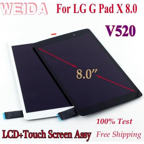 WEIDA LCD Replacement 8" For LG G Pad X 8.0 V520 V522 V525 V521 LCD Display Touch Screen Assembly White/ Black