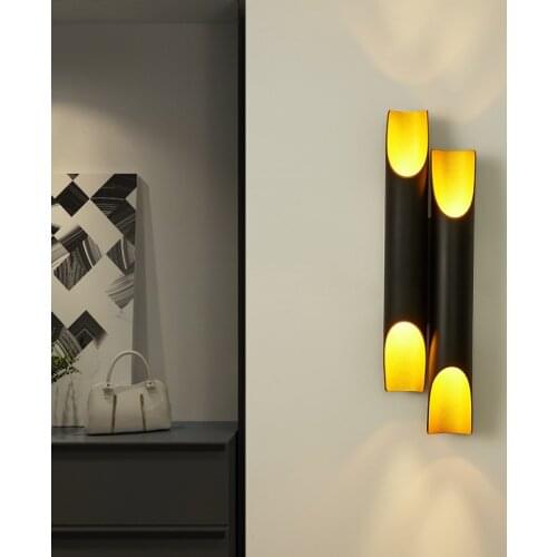 Modern simple black/white aluminum wall lamp double head oblique mouth restaurant bar hotel mall creative lights