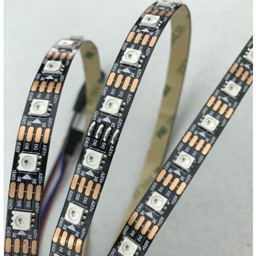 BLACK PCB 60leds/m SK6813HV-09-6P DC12V addressable full color RGB 5050 LED strip;5m/reel;non-waterproof;IP33