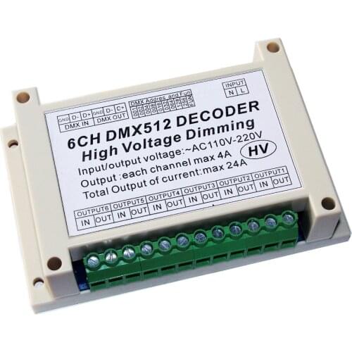AC110V-220V High voltage 6channels DMX512 Dimmer &LED Decoder;6CH*4A output