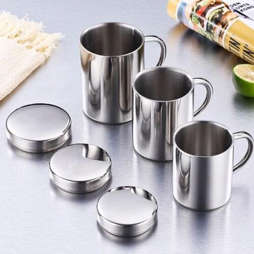 Kitchen Stainless Steel Coffee Mug Easy Grip With Lid Bar Double Wall Drinking Milk Office Large Capacity Thermal Insulated