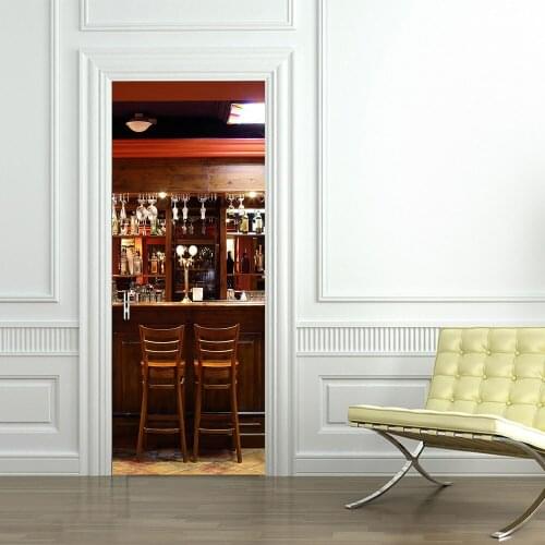 Creative Bar Counter Door DIY Door Wall Stickers Home Decor Living Room Bedroom Porch Art Mural Self-adhesive Vinly Wall Poster