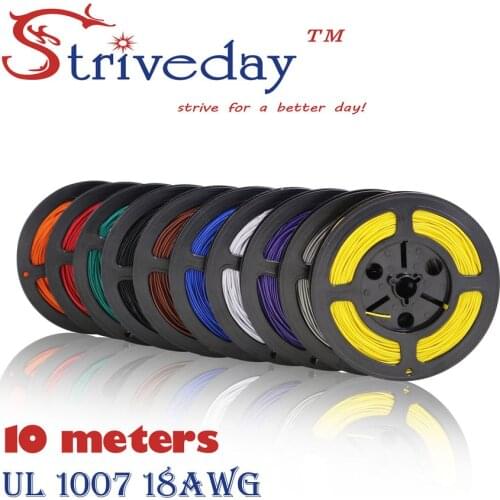 UL 1007 18 AWG Cable Copper Wire 10 Meters Red Black yellow 10 colors Can choose Electrical Wires copper Cables For DIy