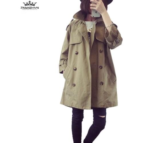 Tnlnzhyn 2019 Spring Autumn Trench Coat Women Double-breasted Turn Down Collar Windbreaker Coat Loose Casual Outerwear Tops Y968