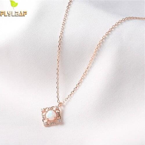 Flyleaf 925 Sterling Silver Necklace Women Natural Opper Stone Femme Fashion Fine Jewelry Party Simple Necklaces & Pendants