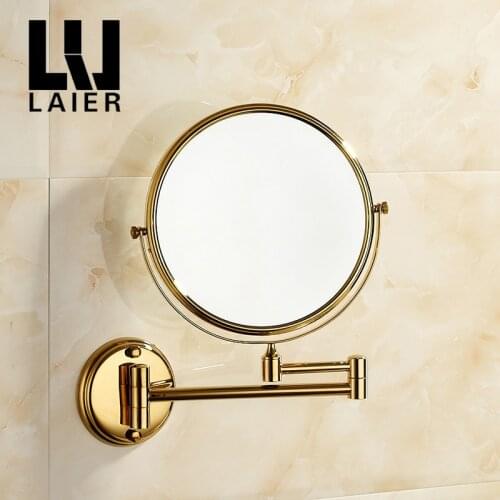 Gold bath mirror zoom makeup mirror bathroom accessories wall Magnifying Dual Arm Extend 8 inch
