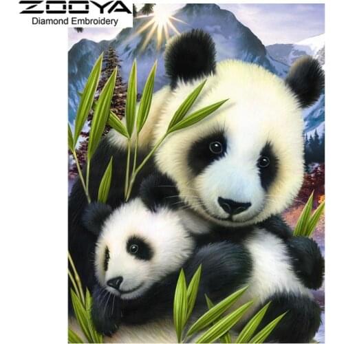 5D DIY Diamond Painting Panda Crystal Diamond Painting Cross Stitch Bamboo Panda Animal Needlework Home Decorative BJ999