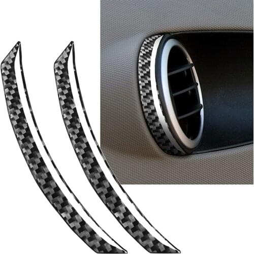 2x Carbon Fiber Car Interior Door Air Condition Frame Trim ABS Decor Sticker For Nissan 350Z 2003 2004 2005 2006 2007 2008 2009