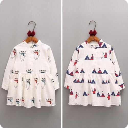 Girls Party Dress Cartoon Printing Kids Dresses for Girls Clothes 2017Long Sleeve Robe Fille Wedding Dress Princess Costume
