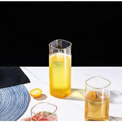 230/380/470ML Glass Cup Heat-resistant Wine Drinkware Transparent Tea Juice Milk Square Glass Home Drinkware Accessories