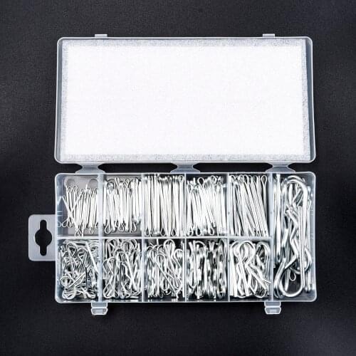 250PCS Multiple Sizes Hitch Pin Cotter Pin Assortment Kit Zinc Plated Steel Hitch Pin Hair Pins R Clips Fastener Set for RC Car