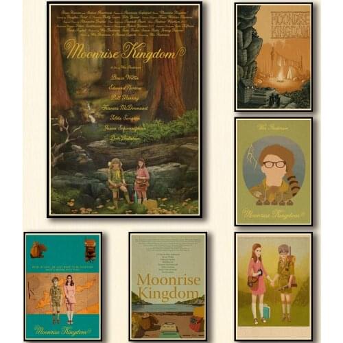 36 Designs Wes Anderson Movie Moonrise Kingdom Kraftpaper Poster Home Decal Art Painting Wall Sticker for Coffee House Bar