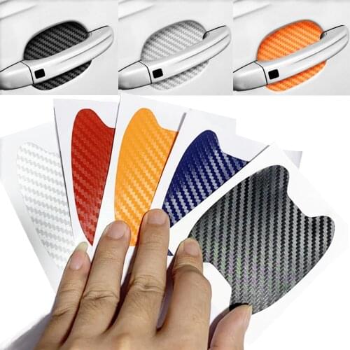 Car Door Handle 3D Carbon Fiber Vinyl Anti Scratches Protector Stickers Film For Volkswagen VW Renault Lada Toyota Red Black