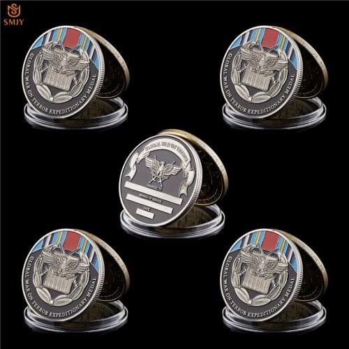 5Pcs/Lot Global War On Terror Expeditionary Medal USA Historical Military Challenge Commemorative Coin Collection