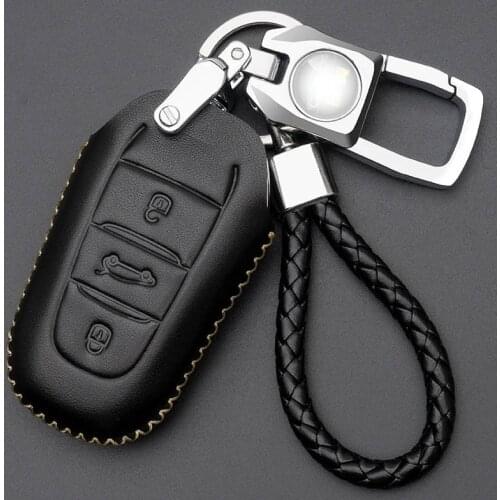 Car Key Case Cover For Peugeot 107 206 207 208 306 307 301 308S 407 2008 3008 4008 5008 RCZ Leather For Citroen C1 C2 C3 C4 C5