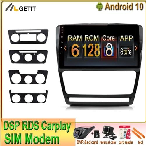 6+128G CARPLAY 9'' Android 10 For SKODA Octavia 2 2008-2013 A5 no 2Din Multimedia Stereo Car DVD Player Navigation GPS