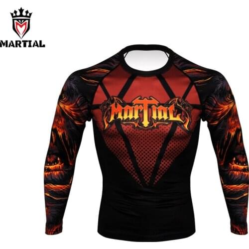 Martial : FREE SHIPPING New Arrival Hear me roar printed full sleeve rashguards fitness mma grappling jersey running shirts