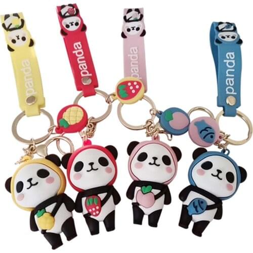 Pendant Keychain Fashion Lovely Animal Red Yellow Pink Blue Cute Cartoon Panda Doll Creative Accessories Gift Girls Bag Keyring
