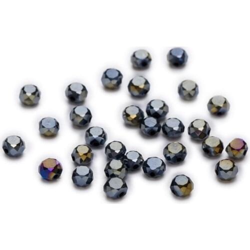 50 Piece Black AB Color Bread Cut Faceted Crystal Glass Spacer Beads Jewelry Findings 4-8mm