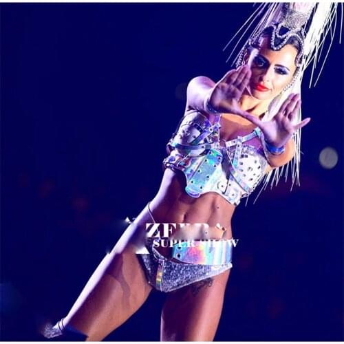 Women party music festival laser dress technology sexy costume gogo costumes bar stage dance wear