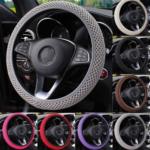 Fabric Breathable Cover Fits For All Most Cars Car Steering Wheel Cover Ice Silk Elastic Steering Wheel Protection