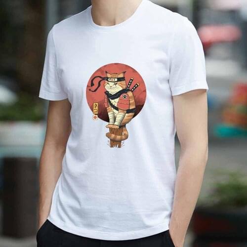 Men Catana Cool Summer Loose Men/Women T Shirt Casual Short Sleeve Cat Print Anime Tshirt Japanese Summer T-Shirt Tops Tee Shirt