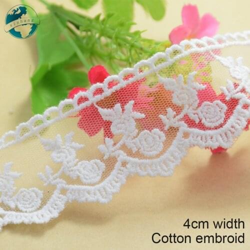 4 cm width Cotton embroid lace sewing ribbon guipure lace african lace fabric trim warp knitting DIY Garment Accessories#2665