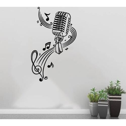 Art Wall Sticker microphone Music Decal For Bedroom Living Room Decoration Stickers Mural Home Decor Vinyl ov72