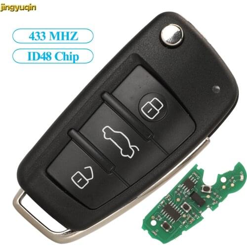 Jingyuqin Remote Car Key Fob Control 433MHZ ID48 Chip For Audi A4 231G 2005 8E0837220E 3 Buttons