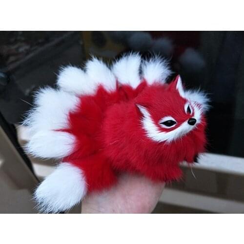 Small cute simulation red fox toy polyethylene & furs nine-tails fox doll gift about 16x6x7cm 0961