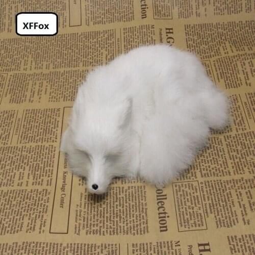 Cute real life sleeping fox model plastic&furs simulation white fox doll gift about 17x5x11cm xf1724