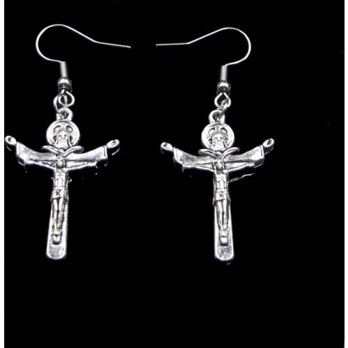 Fashion Handmade Simple Design 34*24mm Cross Jesus Drop Earrings For Women Gift Fashion Jewelry Cute Small Object