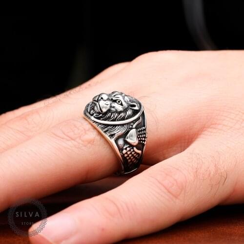 Lion Ring 925 Silver Mens. Mens Jewelry Stamped With Silver Stamp 925 All Sizes Are Available