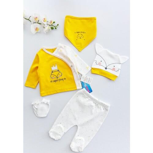 Fox Themed Organic 5 Piece Baby Boy Hospital Outlet Baby Set