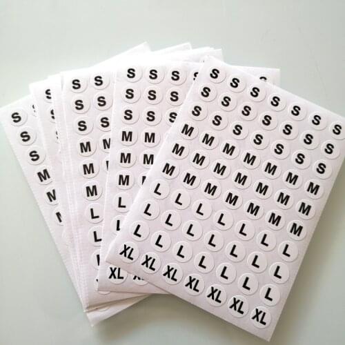50 sheets/lot Diameter 10mm S M L XL Size Sticker for Garment,Self-adhesive paper,Item No.GU04