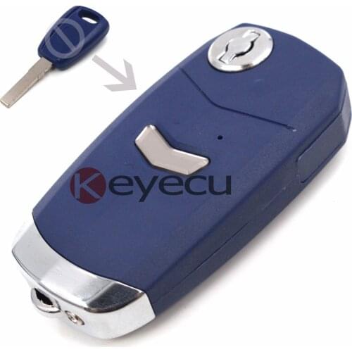 KEYECU BRAND NEW Replacement Shell Modified Folding Flip Remote Key Case 1 Button for Fiat Uncut Blade SIP22 Blue Color