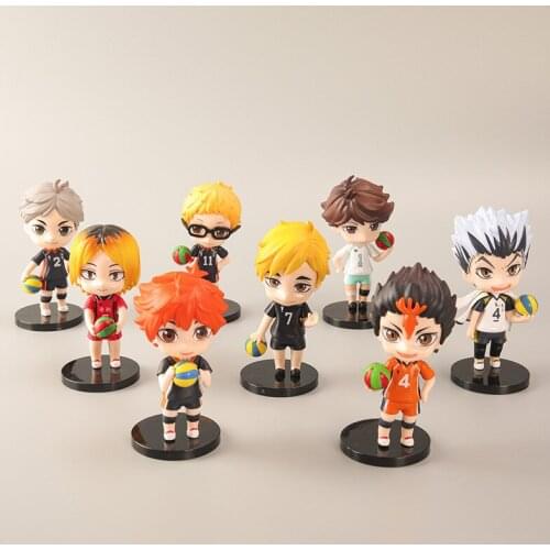 FigureCrazy 8pcs/lot Haikyuu Oikawa Tooru Kenma Kei Hinata Shoyo Mini Cute Ver. PVC Action Figure Tobio Kenma Model Gift 10cm